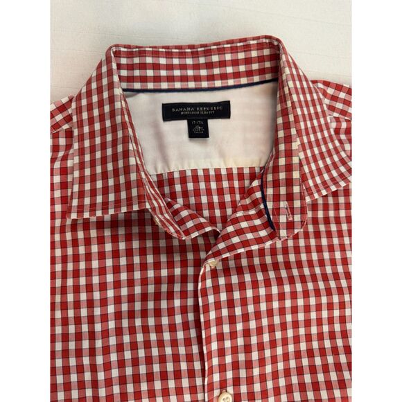 BANANA REPUBLIC Shirt Men's XL 17-17.5 Gingham Checkered Button Down Long Sleeve - Picture 8 of 14